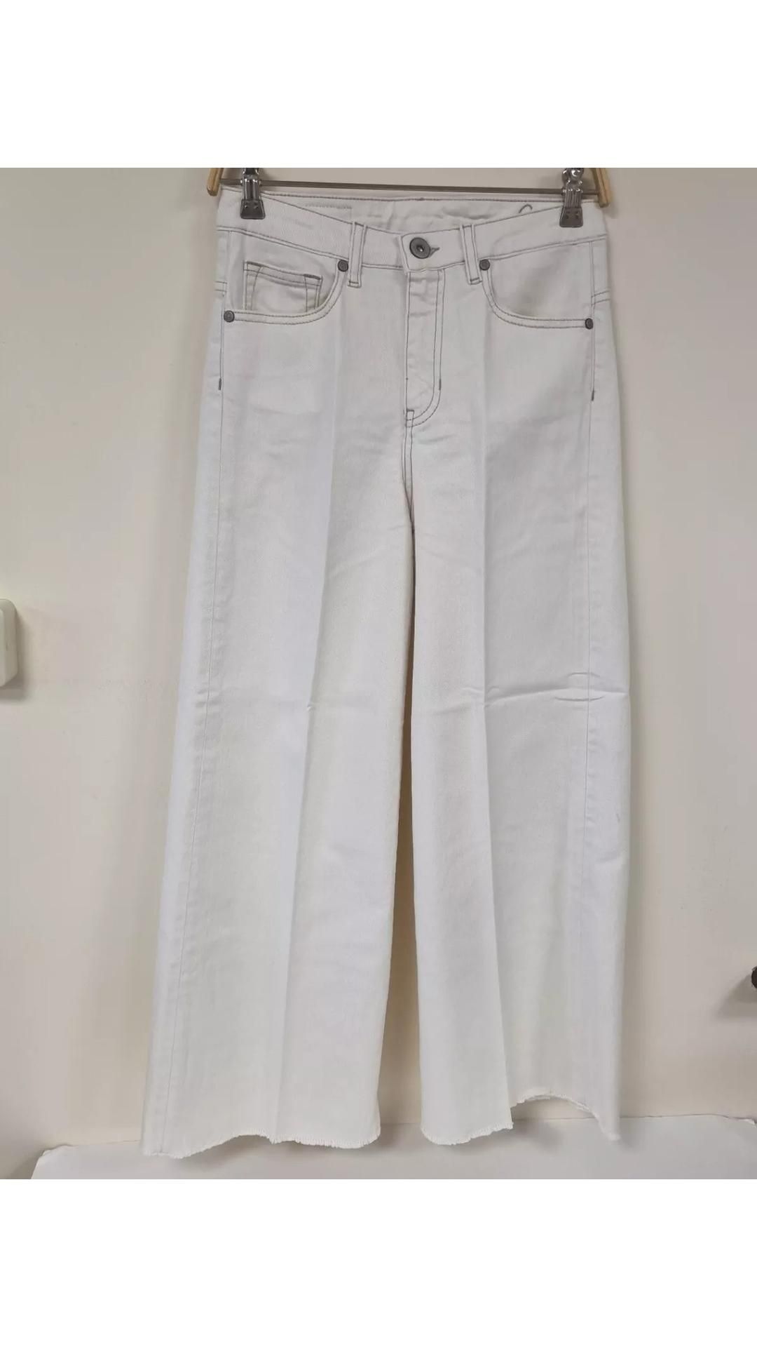 Denim Studio Women's Gery Cropped Wide Leg Jeans, Off White, W26