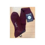 Two Pantherella Men's Over The Calf Socks, Burgundy, Size UK 6.5-7.5