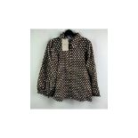 Pulz Jeans Women's Bat Wing Polka Dot Blouse, Brown, Medium