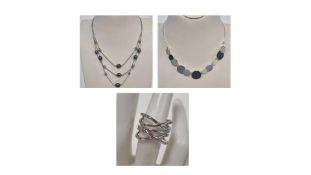 August Woods Women's Silver Jewellery, 3 Mixed Pieces to include 2x Necklaces, 1x Ring