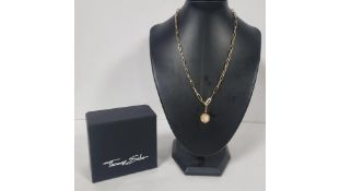 Thomas Sabo Coin Sterling Silver Gold Plated Charm Necklace L45cm