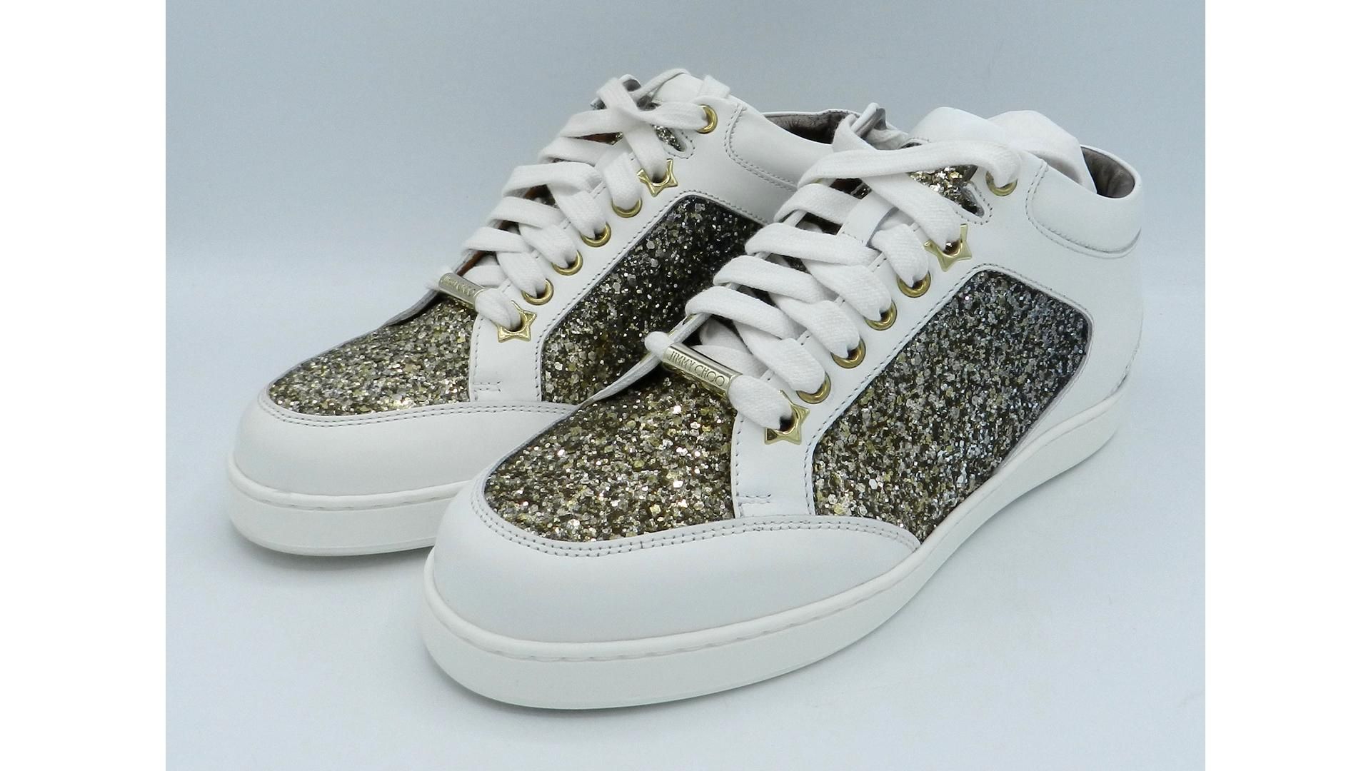 Jimmy Choo Miami Trainers, White/Gold, Size EU 35. Box damaged, Cracks On Toe and Discolouration On - Image 7 of 10