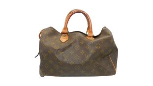 Louis Vuitton Speedy Leather Handbag. Used, Signs of Wear