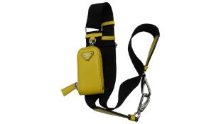 Prada Pocket Handbag Strap, Black/Yellow. Used