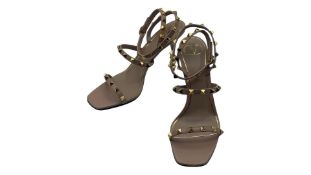 Valentino Garavani Rockstud Leather Sandals, Rose, EU 38
