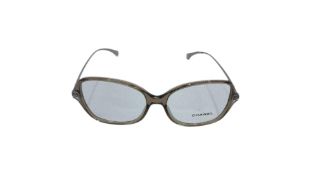 Chanel Acetate & Metal Square Glasses, Transparent Brown, CH3399