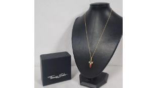 Thomas Sabo Gold Plated Cross Colourful Stones Necklace