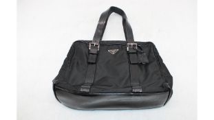 Prada Tessuto Shoulder Bag, Black. Used, Interior Has Stain, Handles Show Use
