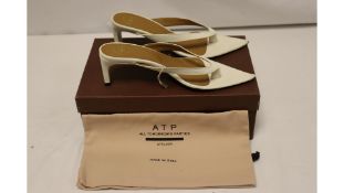 ATP Atelier Women's Mid Heel Sandal, Ice White, Size 36