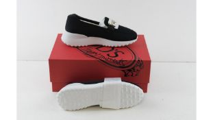 Tod's Fondo Sport Doppia T Calf Leather Moccasins, Black, UK 3. Box damaged