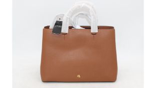 Ralph Lauren Hanna Large Leather Handbag with Detachable Shoulder Strap, Tan, 37 Cm X 26 Cm X 16cm