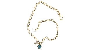 Wilhelmina Garcia Turtle & Pearl Charms 18kt Gold Plated Necklace