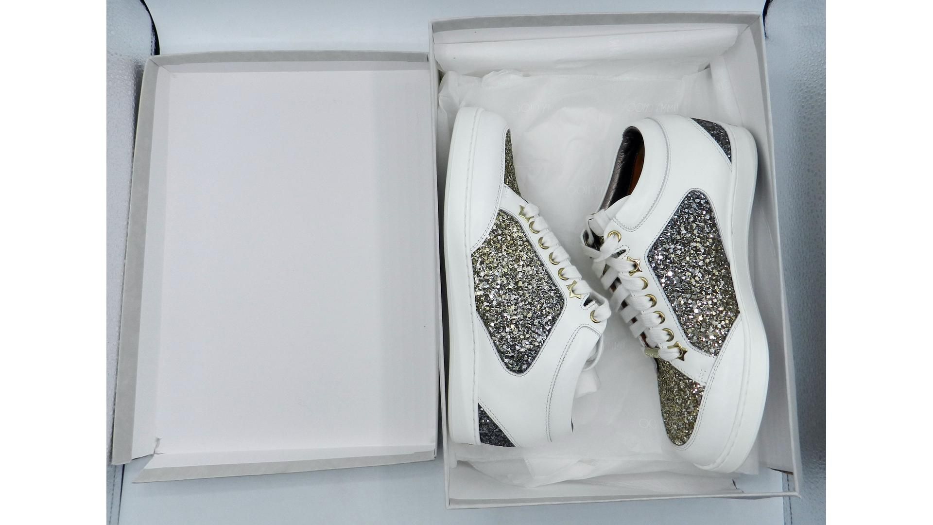 Jimmy Choo Miami Trainers, White/Gold, Size EU 35. Box damaged, Cracks On Toe and Discolouration On - Image 10 of 10
