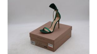 Gianvito Rossi Belvedere Pleated Lamé Sandals, Leaf Green, Size 38.5