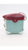 Manu Leather Crossbody Bag, Mint/Burgandy. Used, Dented in Back