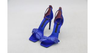 Les Petits Joueurs Bow High Heels, Blue/Silver, Size 39. No Box