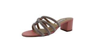 Aquazurra Crystal Embellished Leather Mules, Size IT 35