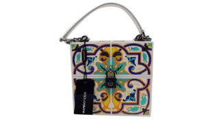 Dolce & Gabbana Unique Handmade Majolica Wooden Bag. Some Peeling Damage to the Back