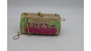 SERPUI Farah Diba Flamingos Shoulder Clutch Bag, Toast