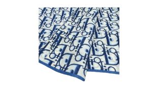 Dior Women's 100% Pure Silk Scarf, Blue/White. Used