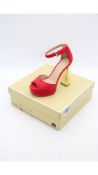 Michael Kors Women's Porter Suede Platform Sandal, Crimson, US 7M