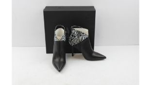 Karl Lagerfeld Women's High Heel Graffti Ankle Boots, Black/White Leather, UK 4