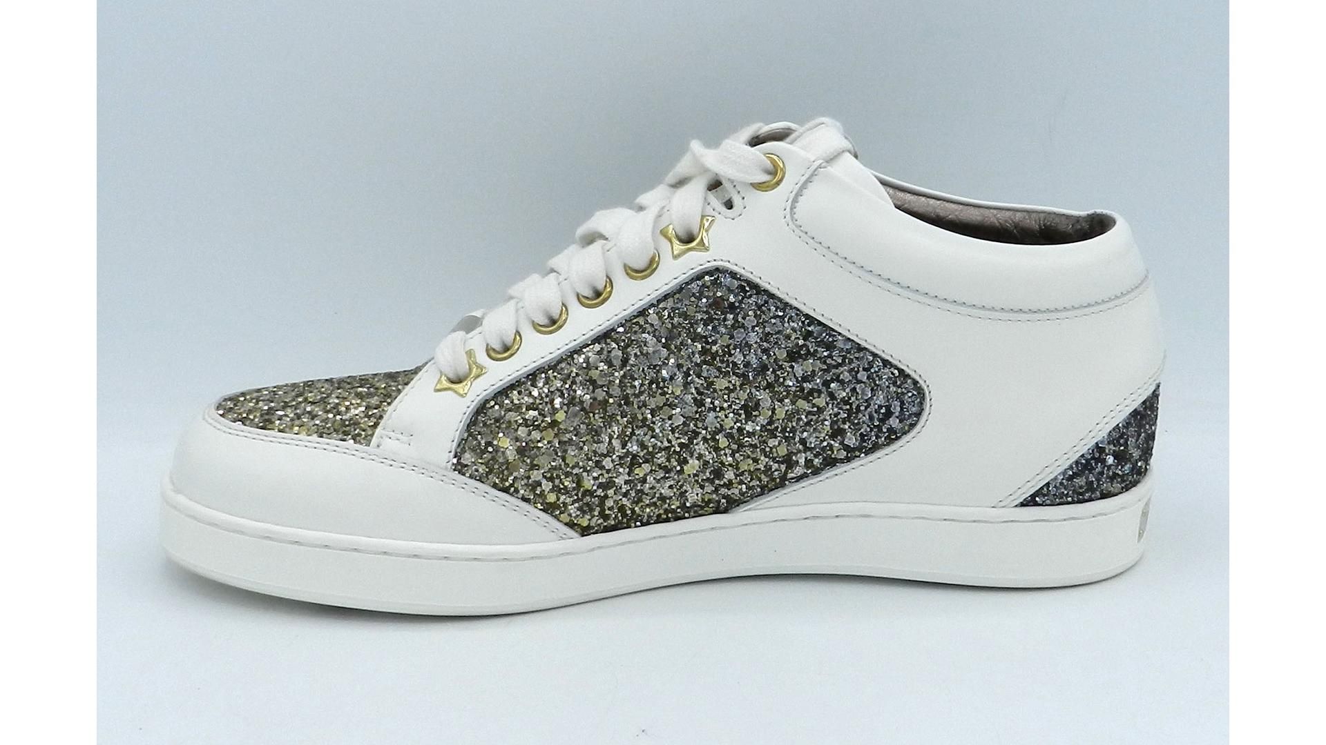 Jimmy Choo Miami Trainers, White/Gold, Size EU 35. Box damaged, Cracks On Toe and Discolouration On - Image 6 of 10