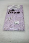 Self Portrait Lilac Lace Button Front Midi Dress, Purple, UK 8