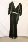 Flora for Fashion Velvet Dress, Dark Green, EU 42