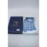 Heads Threads and Heavy Treads Checkered Shirt, Blue, Size XL