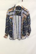 Maje Cechaine Silk Chain Print Shirt, Navy/White/Gold, Size 1