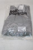 Self Portrait Prince of Wales Check Pleated Midi Skirt, Black/White, UK 10