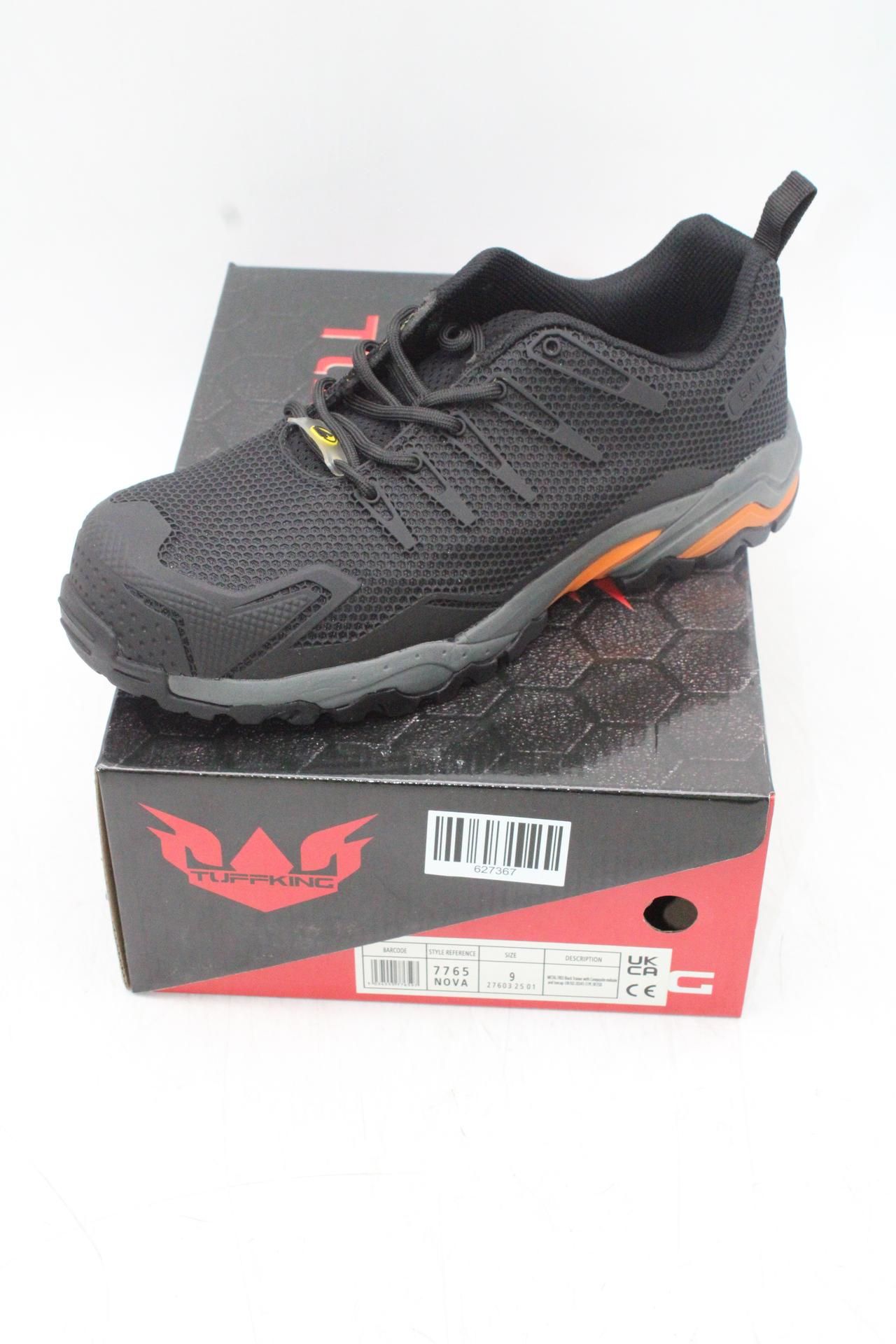 Tuffking Nova Vegan Metal Free Safety Trainers, Black, Size 9