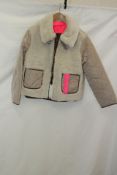 OUI Reversible Jacket with Teddy Bear Details, Beige, Size 36