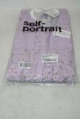 Self Portrait Lilac Lace Button Front Midi Dress, Purple, UK 12