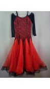 Dance and Sway Ladies Dancing Dress, Red, Size L