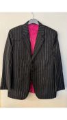 Men's 2 Piece Suit, Black and White Stripe, Jacket 46