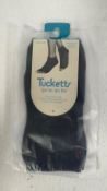Three Pairs of Tucketts Anklet Toeless Non-Slip Grip Socks, One Size, Black