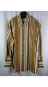 Two Joseph Women's Brooks Silk Stripes Long Sleeve Blouse, Mustard, White, Size 8