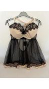 Four Ann Summers Women's Babydoll, Black and Nude, Size 36/38F