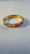Thomas Sabo Sterling Silver Gold Plated Colourful Stones Ring, TR2403-996-7, Size 52, No Box