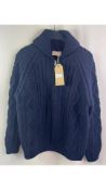 Casa Isaac Men's Steve Full Zip Rope Cardigan, Navy Size III, XS
