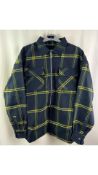 Laundered Works Corp Men's Survival of The Fittest Overshirt, Blue and Yellow, Size XL