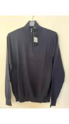 Cavour Cashmere Half-Zip Sweatshirt, Navy Blue, Large