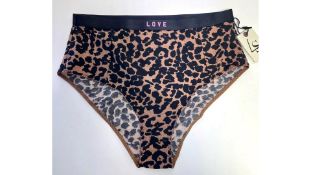 Four Pairs of Love Stories Women's Moonflower Brief, Leopard, Size 1/UK 6-8