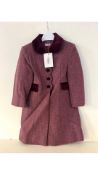 La Couqueta Anisa Girl Wool Coat, Burgundy, Size 5 Years
