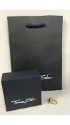 Thomas Sabo Ring Green Stone Gold, 925 Sterling Silver, Gold Plated, Size 54
