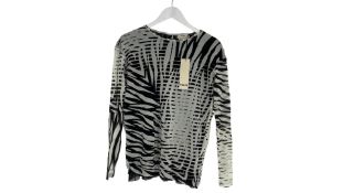 Fuzzi Women's Black & White Print Top, Medium