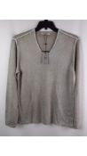 John Varvatos Men's Silk Cashmere V Neck Pullover, Rye, Size S