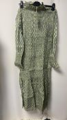Maria De La Orden Women's Aleria Long Dress, Green Waves, Size L
